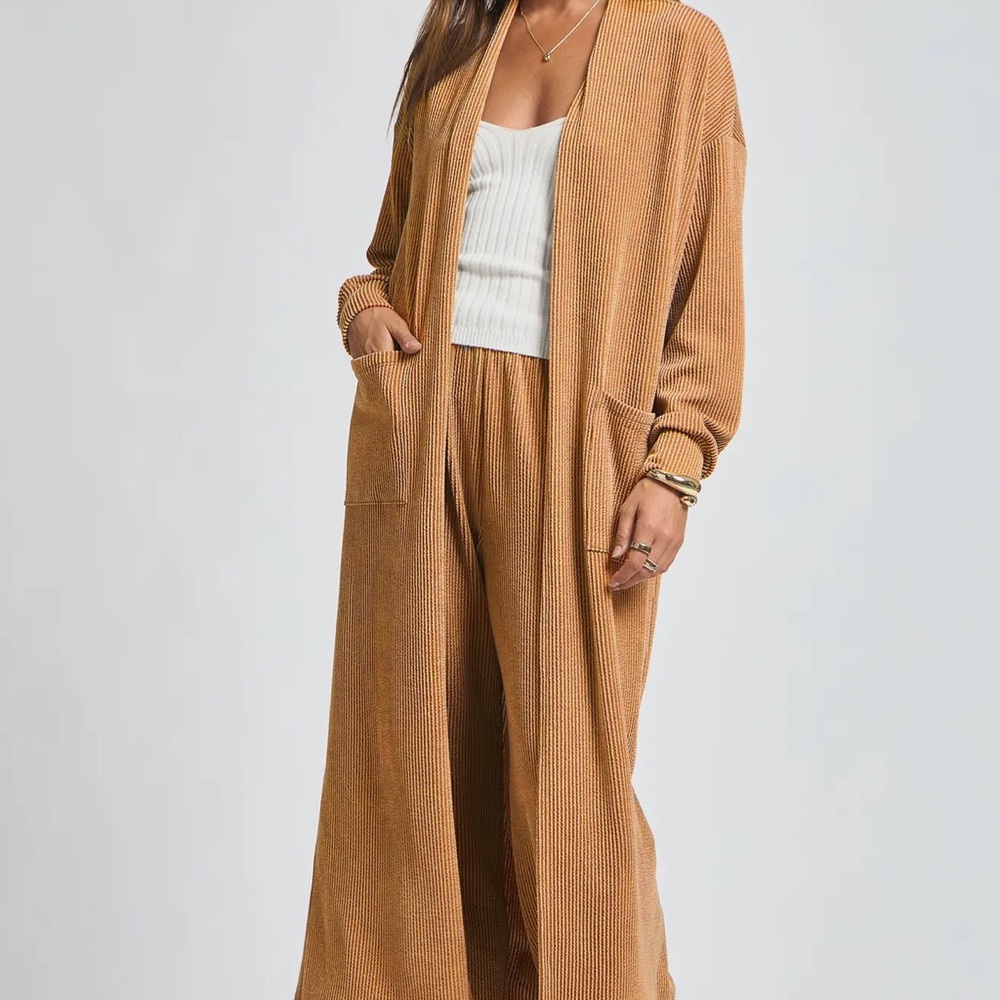 Travel set - Long Cardigan & Pants, wrinkle free nwt small, med & lg terracotta - Picture 3 of 7